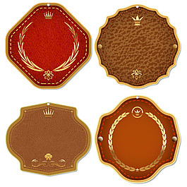 金色皇冠皮质标签图片