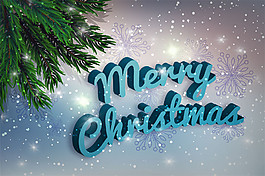 松枝雪花圣诞字体图片