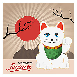 红日和猫咪图片
