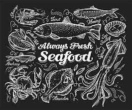 卡通海鲜美食插画图片