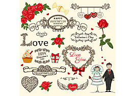 创意婚礼装饰花纹矢量素材