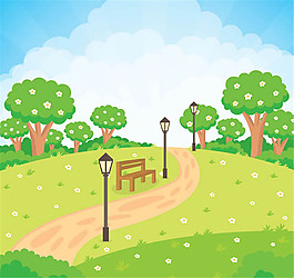 公园风景插画图片 公园风景插画素材 公园风景插画模板免费下载 六图网