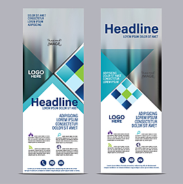 时尚蓝色几何展架