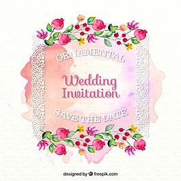 可爱的婚礼装饰水彩水彩卡