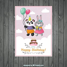 尼斯动物夫妇生日卡
