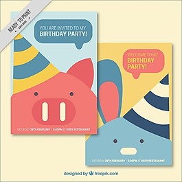 尼斯动物生日派对卡