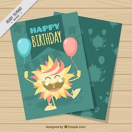 手绘生日气球生日快乐卡