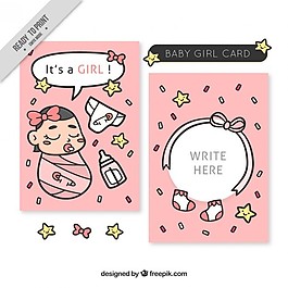 婴儿淋浴卡模板与女孩