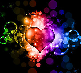 Fluorescent Colorful Valentine背景的火花