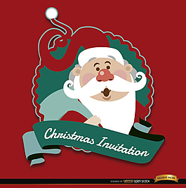圣诞红Santa邀请标签