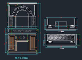 别墅背景墙壁炉 壁龛设计分解施工图