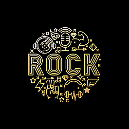 线稿ROCK字母音乐素材
