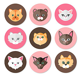 9款圆形猫咪头像矢量素材