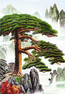 迎客松玄关画
