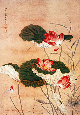 荷花莲叶装饰画