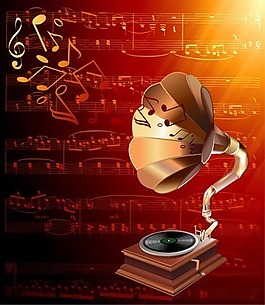 在留声机音乐五线谱