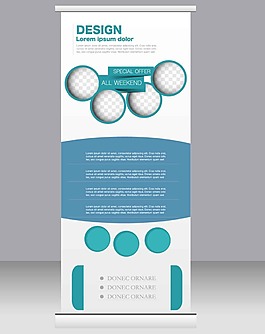 蓝色几何图形展架