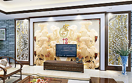 客厅背景墙装饰画设计素材模板