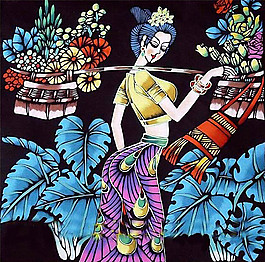 女妖精挑花篮装饰画