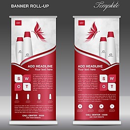 化妆品红色展架