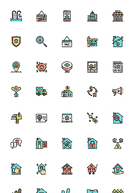 50 枚房地产元素图标