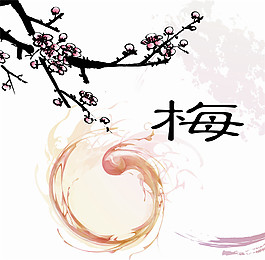 寒梅水墨画背景装饰画