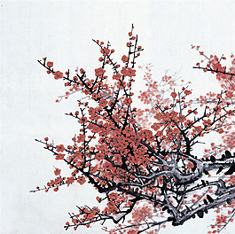 寒梅竞相开放背景装饰画