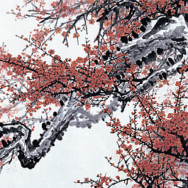 傲骨寒梅水墨画背景装饰画