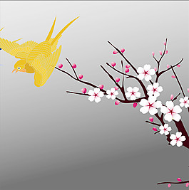 清新鸟儿梅花枝头飞装饰画