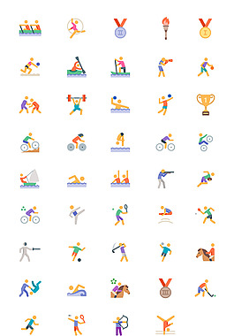 44 枚奥运项目扁平图标