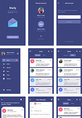 邮箱应用界面小样移动手机APP界面UI