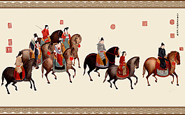 古代人物骑马装饰画