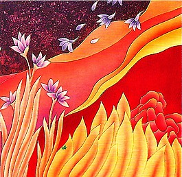 仿彩雕花朵装饰画