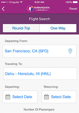 夏威夷航空公司设计移动手机APP界面UI
