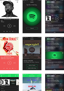 Spotify设计移动手机APP界面UI