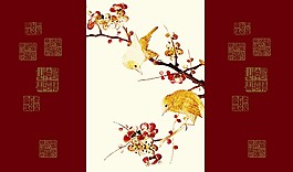 黄鹂枝头戏装饰画