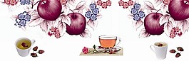 咖啡茶杯水果装饰画