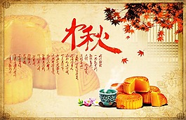 古典中秋月饼海报