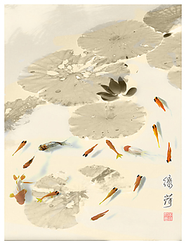 夏天的绿荷花