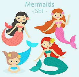 卡通美人鱼插画