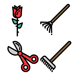 手绘扁平生活用品icon图标