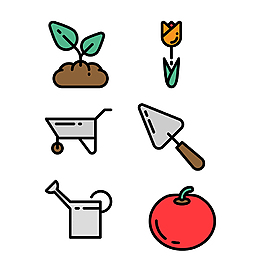扁平农耕工具icon图标