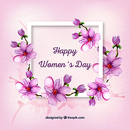 紫色花朵白框素材