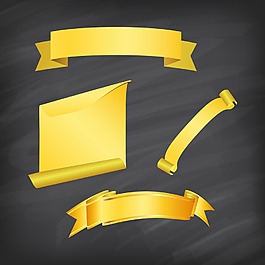 黄色金属质感丝带飘带素材