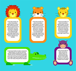 5款卡通动物框架设计矢量素材