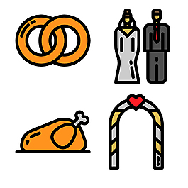 手绘婚礼icon图标
