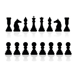 一组国际象棋旗子投影