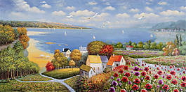 美丽天空花朵装饰画