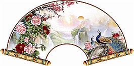 中国扇形画轴装饰画