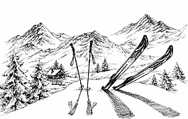 手绘滑雪用品